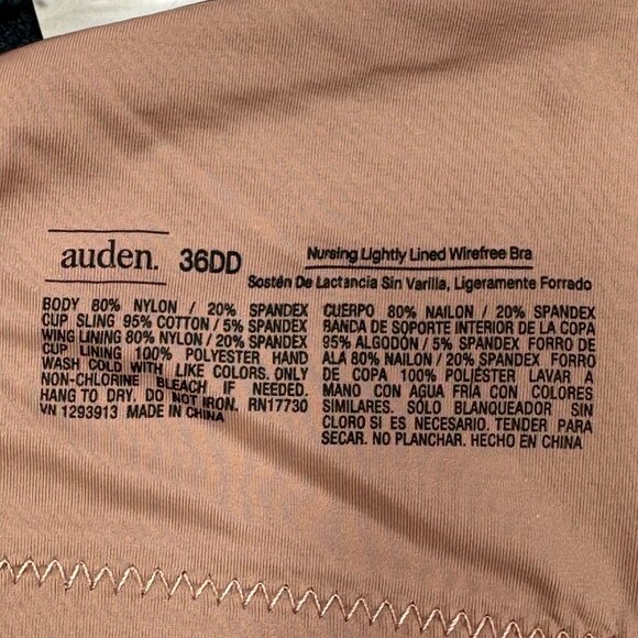 Auden Womens Size 36DD Nursing Bra Lightly Lined Wireless 2 Way Straps Mauve New - Picture 3 of 14